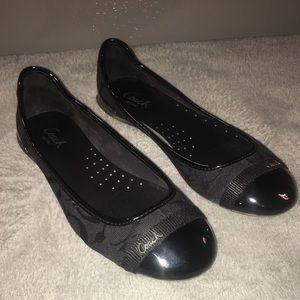COACH Cecile Signature Black Canvas Ballet Flats